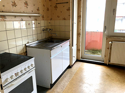 Küche nach der Entrümpelung und Umzug